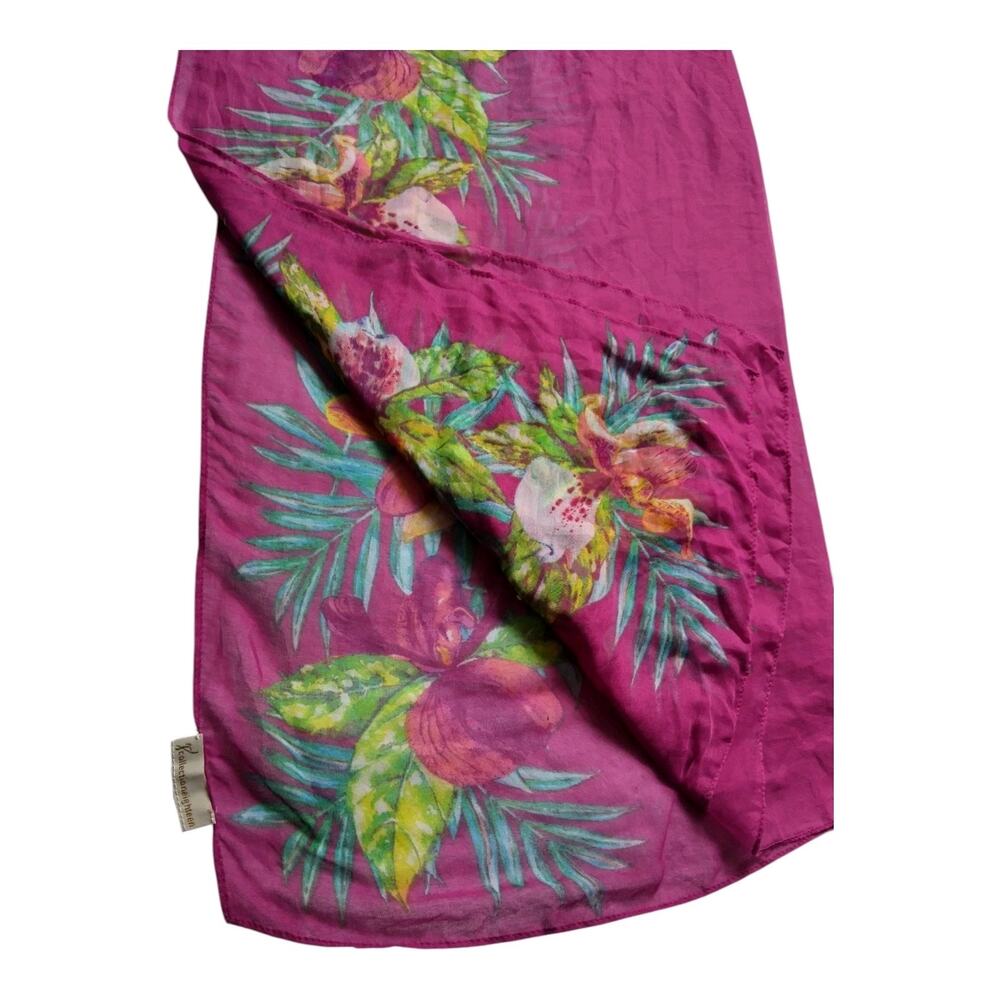 Women's Floral Wrap/Scarf, Thin, Purple, Sheer